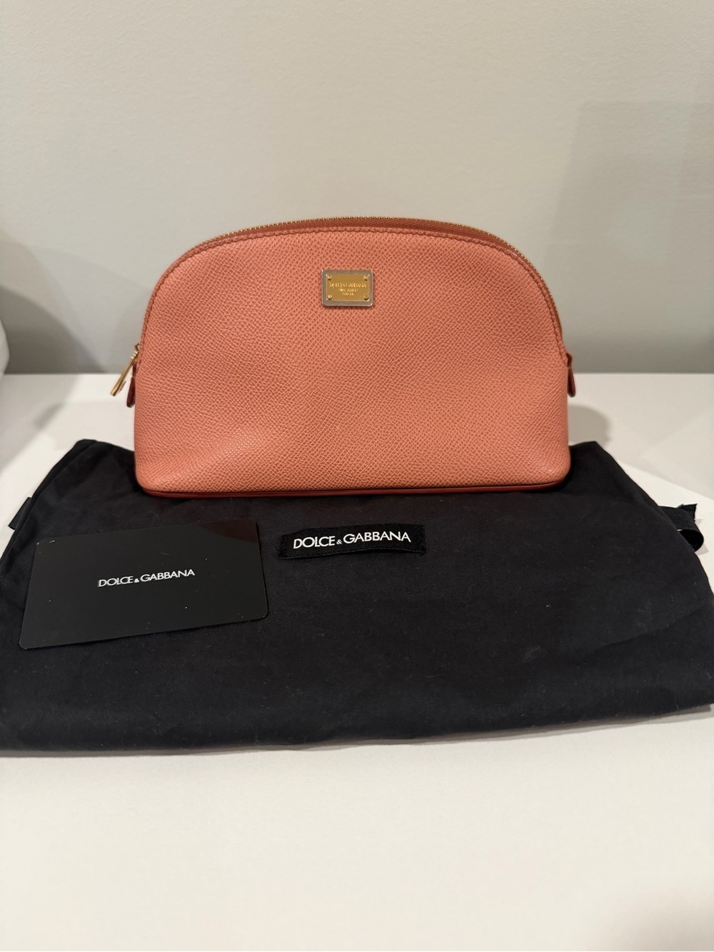 Dolce & Gabbana Peach Saffiano Leather Cosmetic Case